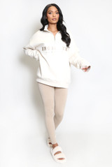 Brooklyn Slogan Half Zip Relaxed Sweatshirt  Brooklyn Slogan Half Zip Relaxed Sweatshirt