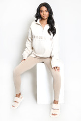 Brooklyn Slogan Half Zip Relaxed Sweatshirt  Brooklyn Slogan Half Zip Relaxed Sweatshirt