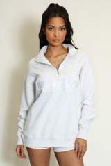 Brooklyn Slogan Half Zip Relaxed Sweatshirt 