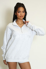 Brooklyn Slogan Half Zip Relaxed Sweatshirt 