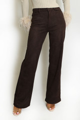 Faux Suede Straight Leg Trousers