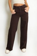 Faux Suede Straight Leg Trousers