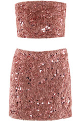 Faux Feather Sequin Bandeau and Skirt Set