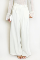 Tailored Box Pleat Wide Leg Trousers