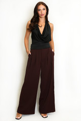 Tailored Box Pleat Wide Leg Trousers