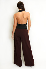 Tailored Box Pleat Wide Leg Trousers