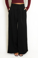 Tailored Box Pleat Wide Leg Trousers