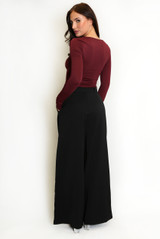 Tailored Box Pleat Wide Leg Trousers