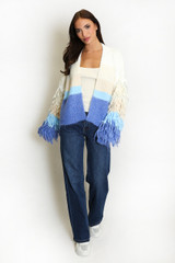 Bold Stripe Tassel Sleeve Cardigan
