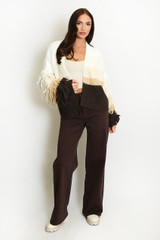 Bold Stripe Tassel Sleeve Cardigan