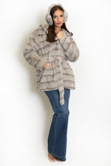 Faux Fur Belted Hooded Coats