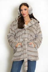 Faux Fur Belted Hooded Coats