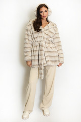 Faux Fur Belted Hooded Coats