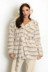 Faux Fur Belted Hooded Coats