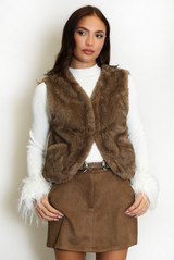 Faux Fur Open Waistcoat 