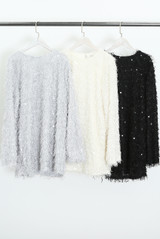 Faux Feather Sequin Shift Dress