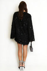 Faux Feather Sequin Shift Dress