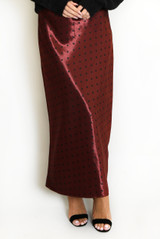 Polka Dot Satin Midi Skirt