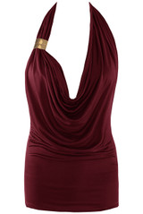 Halter Neck Buckle Drape Top