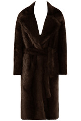 Vintage Look Faux Fur Belted Long Coat