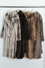 Vintage Look Faux Fur Belted Long Coat