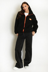 Contrast Zip Borg Jacket