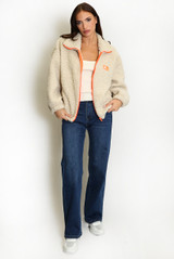 Contrast Zip Borg Jacket