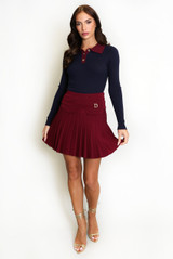 Fine Knit Pleated Mini Skirt
