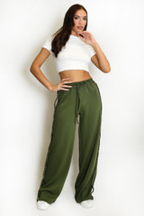 Braided Side Stripe Wide Leg Joggers