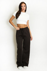 Braided Side Stripe Wide Leg Joggers