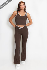 Contrast Edge Bralet and Trouser Gym Set - 10 Colours