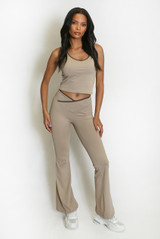 Contrast Edge Bralet and Trouser Gym Set - 10 Colours