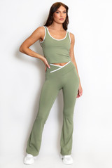 Contrast Edge Bralet and Trouser Gym Set - 10 Colours