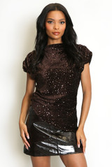 Velvet Sequin Asymmetric Top