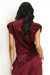 Velvet Sequin Asymmetric Top