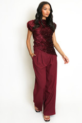 Velvet Sequin Asymmetric Top