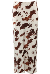 Cow Print Bias Midi Skirt