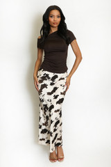Cow Print Bias Midi Skirt