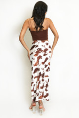 Cow Print Bias Midi Skirt