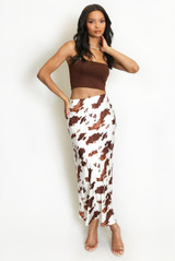 Cow Print Bias Midi Skirt