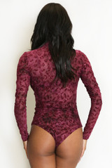 Leopard Mesh Twist Front Bodysuit