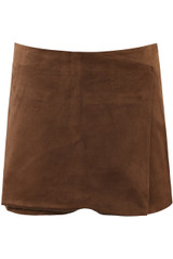 Camel Faux Suede Skort