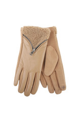 PU Borg Zip Front Glove 