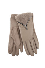 PU Borg Zip Front Glove 
