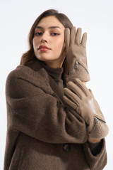 PU Borg Zip Front Glove 