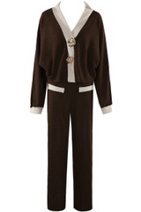 Lurex Contrast Cardigan And Trouser Set