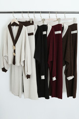 Lurex Contrast Cardigan And Trouser Set