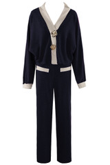 Lurex Contrast Cardigan And Trouser Set