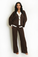Lurex Contrast Cardigan And Trouser Set