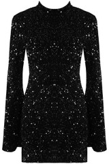Fluted Sleeve Sequin Mini Dress